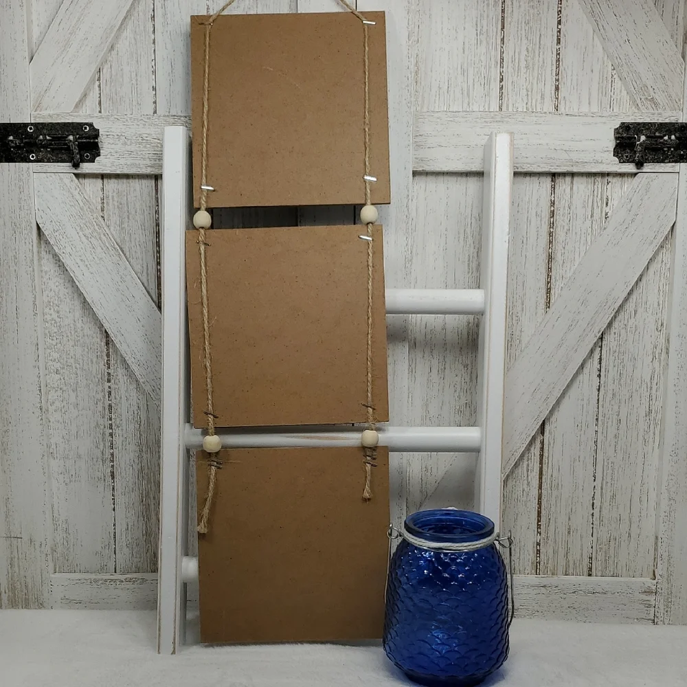 Beach Relax & Unwind Wall Decor Sign & Blue Candle Holder Bottle